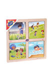 Kız Çocuk Oyuncak ONY-343/344/345/346 Ahşap Erkek Çocuk Oyuncak Eğitici 4'lü Puzzle -Onyıl Erkek Çoc