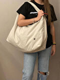  Oversize Hobo Krem Omuz Çantası