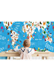 Oxyteez   Çocuk Odası Duvar Kağıdı Hayvan Desenli Eğitici Öğretici Duvar Kağıdı-1074 1074