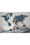 Oxyteez   Türkçe Dünya Haritası Dekoratif Duvar Kağıdı Son Derece Detaylı-1615 1615