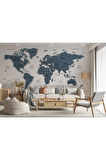 Oxyteez   Türkçe Dünya Haritası Dekoratif Duvar Kağıdı Son Derece Detaylı-1615 1615