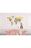 Oxyteez   Türkçe Dünya Haritası Dekoratif Duvar Kağıdı Son Derece Detaylı-1626 1626