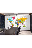 Oxyteez   Türkçe Dünya Haritası Dekoratif Duvar Kağıdı Son Derece Detaylı-1628 1628