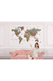 Oxyteez   Türkçe Dünya Haritası Dekoratif Duvar Kağıdı Son Derece Detaylı-1634 1634