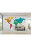 Oxyteez   Türkçe Dünya Haritası Dekoratif Duvar Kağıdı Son Derece Detaylı-1638 1638