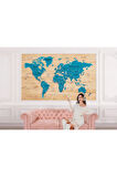 Oxyteez   İngilizce Dünya Haritası Duvar Kağıdı Ahşap Görünümlü Detaylı -1789 1789
