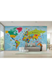 Oxyteez   Detaylı İngilizce Dünya Haritası Duvar Kağıdı -2025 2025