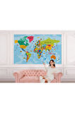 Oxyteez   Detaylı İngilizce Dünya Haritası Duvar Kağıdı -2035 2035