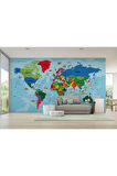 Oxyteez   Türkçe Dünya Haritas Duvar Kağıdı Son Derece Detaylı Ve Dekoratif-2036 2036