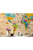 Oxyteez   Ahşap Görünümlü Dünya Haritası Dekoratif Duvar Kağıdı 2097 2097