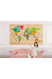Oxyteez   Ahşap Görünümlü Dünya Haritası Dekoratif Duvar Kağıdı 2098 2098