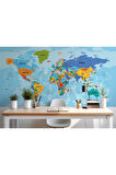 Oxyteez   Dünya Haritası Türkçe Duvar Kağıdı Ayrıntılı Dekoratif-Okyanuslu-2188 2188