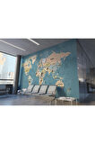 Oxyteez   ürkçe Dünya Haritası Ayrıntılı Eğitici-öğretici Okyanuslu Dekoratif Duvar Kağıdı-2522 2522