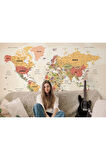 Oxyteez   Türkçe Dünya Haritası Ayrıntılı Eğitici-öğretici Okyanuslu Dekoratif Duvar Kağıdı 2530 2530