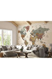 Oxyteez   Türkçe Dünya Haritası Ayrıntılı Eğitici-öğretici Okyanuslu Dekoratif Duvar Kağıdı-2550 2550