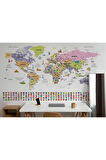 Oxyteez   ürkçe Dünya Haritası Ayrıntılı Eğitici Sembollü Bayraklı Dekoratif Duvar Kağıdı 2846 2846