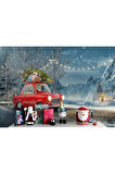 Oxyteez   Noel Baba ve Küçük Kırmızı Retro Arabası Duvar Kağıdı-3752 3752
