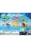 Oxyteez   Dünya Haritası Çocuk Ve Bebek Odası Hayvanlar Alemi Duvar Kağıdı-3779 3779