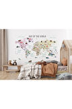 Oxyteez   Dünya Haritası Çocuk Ve Bebek Odası Hayvanlar Alemi Duvar Kağıdı-3813 3813
