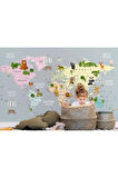 Oxyteez   Dünya Haritası Çocuk Ve Bebek Odası Hayvanlar Alemi Duvar Kağıdı-3816 3816