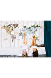 Oxyteez   Dünya Haritası Çocuk Ve Bebek Odası Hayvanlar Alemi Duvar Kağıdı-3825 3825