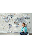 Oxyteez   Dünya Haritası Çocuk Ve Bebek Odası Hayvanlar Alemi Duvar Kağıdı-3826 3826