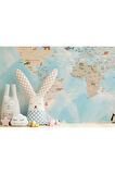 Oxyteez   Dünya Haritası Çocuk Ve Bebek Odası Hayvanlar Alemi Duvar Kağıdı-3828 3828