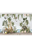 Oxyteez   Tropikal Orman Bitkileri ve Hayvanları Çocuk Odası Duvar Kağıdı-5615 5615