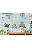 Oxyteez   Uçan Hayvanlar ve Uçan Balonlar Bebek ve Çocuk Odası Duvar Kağıdı-5629 5629