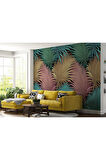Oxyteez   Tropikal Renkli Yaprak Desenli Duvar Kağıdı-5636 5636