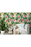 Oxyteez   Botanik, Tropikal Çiçek ve Yaprak Desenli Duvar Kağıdı-5666 5666