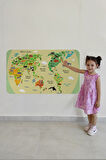 Eğitici Dünya Haritası Dünya Atlası Çocuk ve Bebek Odası Duvar Sticker-60x105-3773