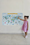 Eğitici Dünya Haritası Dünya Atlası Çocuk ve Bebek Odası Duvar Sticker-60x105-3791