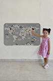 Eğitici Dünya Haritası Dünya Atlası Çocuk ve Bebek Odası Duvar Sticker-85x130-3794