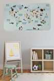 Eğitici Dünya Haritası Dünya Atlası Çocuk ve Bebek Odası Duvar Sticker-85x130-3796