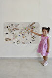 Eğitici Dünya Haritası Dünya Atlası Çocuk ve Bebek Odası Duvar Sticker-85x130-3797