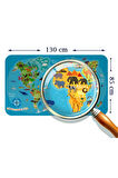 Eğitici Dünya Haritası Dünya Atlası Çocuk ve Bebek Odası Duvar Sticker-85x130-3805