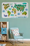 Eğitici Dünya Haritası Dünya Atlası Çocuk ve Bebek Odası Duvar Sticker-85x130-3807