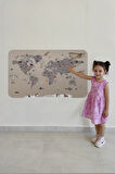 Eğitici Dünya Haritası Dünya Atlası Çocuk ve Bebek Odası Duvar Sticker-85x130-3814