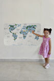 Eğitici Dünya Haritası Dünya Atlası Çocuk ve Bebek Odası Duvar Sticker-85x130-3815