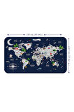 Eğitici ve Bayraklı Dünya Haritası Dünya Atlası Çocuk ve Bebek Odası Duvar Sticker-60x105-3819