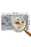 Eğitici Dünya Haritası Dünya Atlası Çocuk ve Bebek Odası Duvar Sticker-85x130-3821