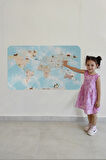 Eğitici Dünya Haritası Dünya Atlası Çocuk ve Bebek Odası Duvar Sticker-85x130-3828