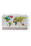 Türkçe Ülke Bayrak lı Eğitici Başkent Detaylı Atlası Dünya Haritası Duvar Sticker -60x105-3841