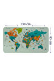 Türkçe Eğitici Ülke ve Başkent Detaylı Atlası Dünya Haritası Duvar Sticker-85x130-3855