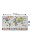 Türkçe Ülke Bayrak lı Eğitici Başkent Detaylı Atlası Dünya Haritası Duvar Sticker-85x130-3859