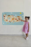 Eğitici ve Öğretici Cocuk Odası Türkiye Haritası Duvar Sticker-60x105-3879 | Dekoratif Sticker Duvar Süsü Oxy