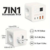 Oykutech Akım Korumalı Priz 3x AC 2x Usb 2x Type C Çıkış