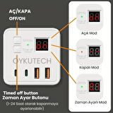Oykutech Akım Korumalı Priz 3x AC 2x Usb 2x Type C Çıkış