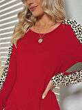 Kadın Uzun Kollu Bisiklet Yaka Kollar Leopar Detay Iki Iplik Mini Boy Elbise